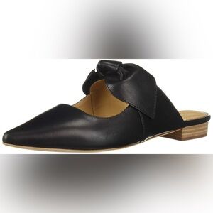 Bill Blass - Sabrina Black Leather Pointed Toe Bow Slip On Lightweight Flats 10